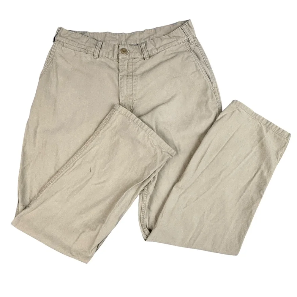 Patagonia Mens Organic Cotton Canvas Pants Khaki Tan Straight Leg Trousers 30x29